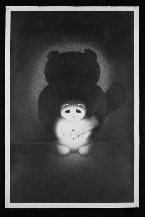 Hari Kari Bear, 2021, graphite on paper, 79 x 56 in. / 200.66 x 142.24 cm.