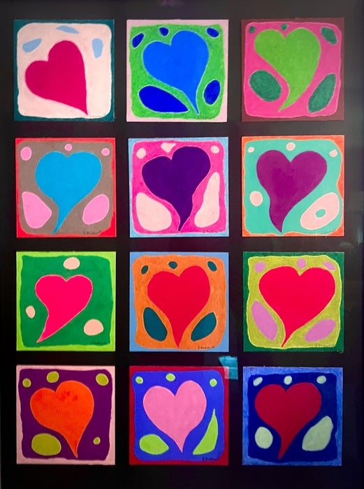 Hearts., 2024, oil pastels on paper, 42 x 31 in. / 106.68 x 78.74 cm.