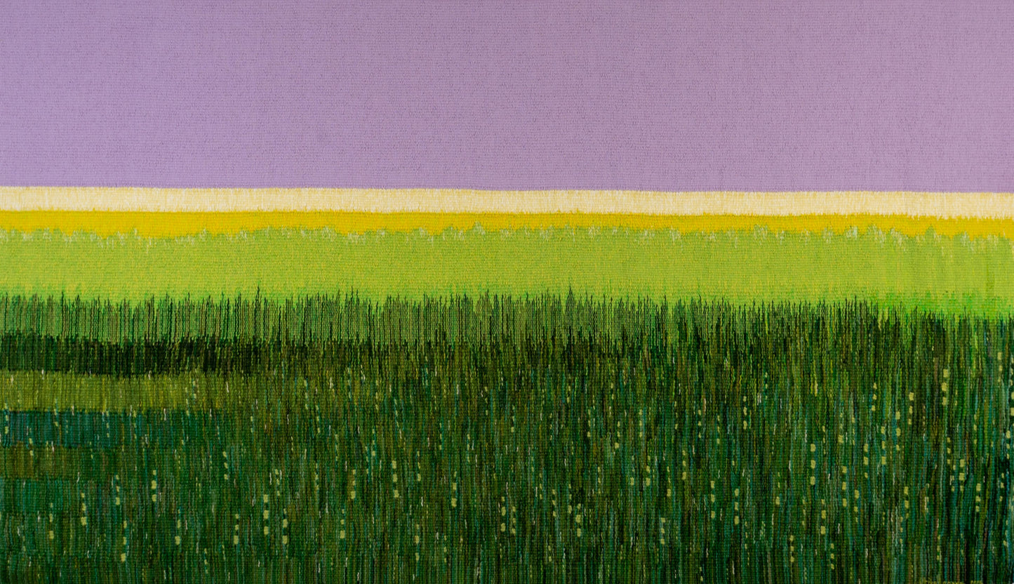 Touched By Twilight's Coming, 2026, tapestry, 42 x 73 in. / 106.68 x 185.42 cm.