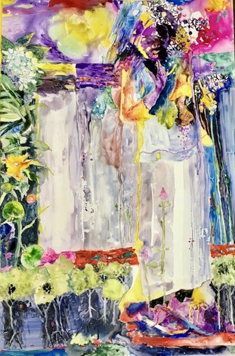 Hope Plants A Garden, 2021, watercolor on yupo, 43 x 27 in. / 109.22 x 68.58 cm.