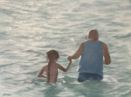 Wading, 2025, acrylic on canvas, 12 x 9 in. / 30.48 x 22.86 cm.