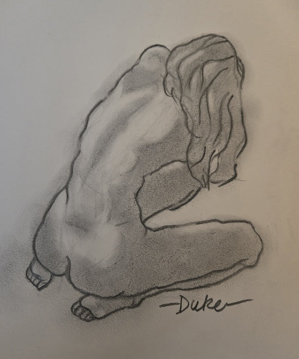 Kneeling Woman - Figure Drawing, 2025, graphite on paper, 10 x 8 in. / 25.4 x 20.32 cm.