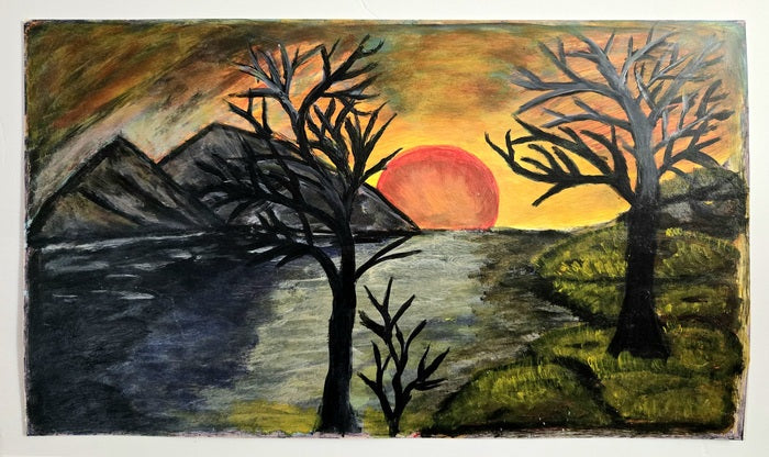 Whispers of Autumn Light, 2023, chart paper with water color, 12 x 21 in. / 30.48 x 53.34 cm.