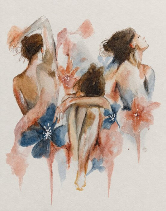 Among Blooms, 2026, watercolor on paper, 15 x 11 in. / 38.1 x 27.94 cm.