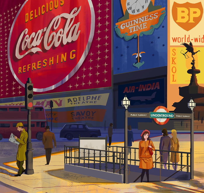 Piccadilly Circus, 2024, digital media, 12 x 12 in. / 30.48 x 30.48 cm.