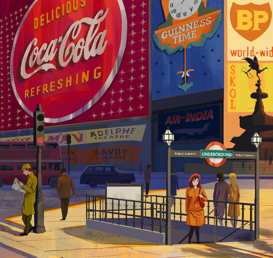 Piccadilly Circus, 2024, digital media, 12 x 12 in. / 30.48 x 30.48 cm.
