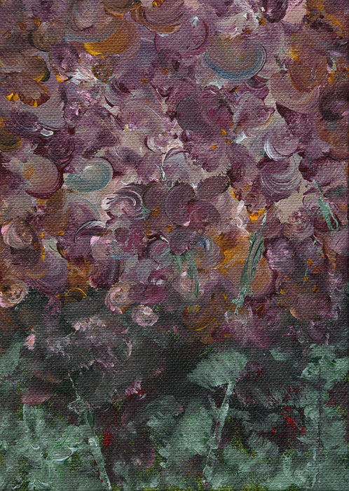 Burgundy Hydrangea, 2020, mixed media on canvas, 5 x 7 in. / 12.7 x 17.78 cm.