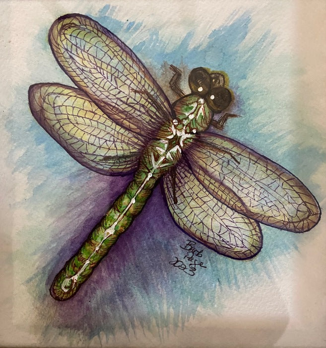 Dragonfly Day, 2023, watercolor, 8.5 x 8.5 in. / 21.59 x 21.59 cm.