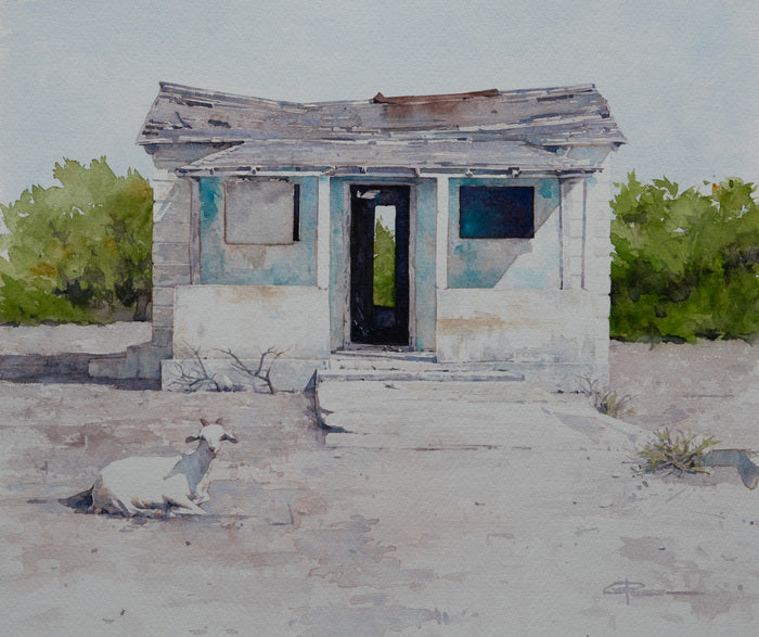 Hard Bargain, Bahamas, 2023, watercolor, 12 x 14 in. / 30.48 x 35.56 cm.