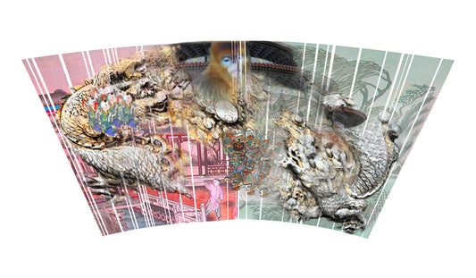 Scan Later for Our Common Ego, 2021, digital photo collage, 21 x 36 in. / 53.34 x 91.44 cm.