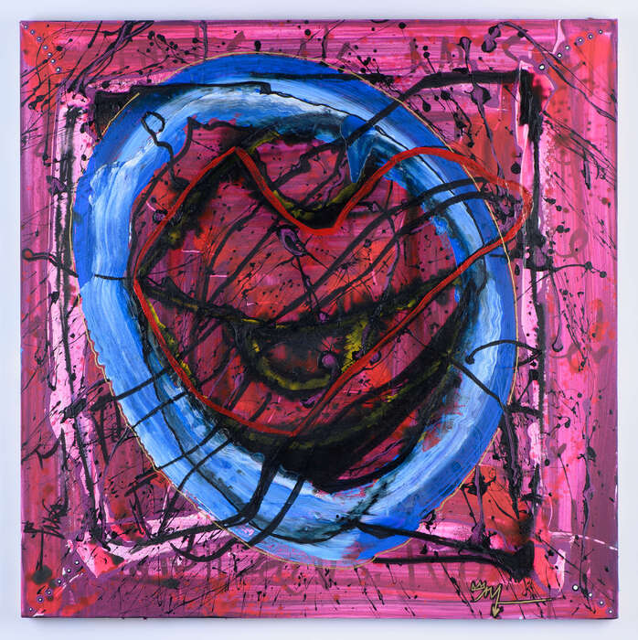 SEE, 2025, mixed media, 36 x 36 in. / 91.44 x 91.44 cm.