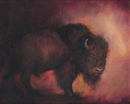 Bison Stoicism, 2023, mixed media, 24 x 30 in. / 60.96 x 76.2 cm.