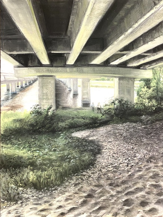 Under the Bridge, 2023, chalk pastels, 24 x 18 in. / 60.96 x 45.72 cm.