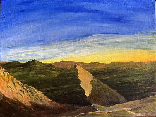 Sunrise at 13280 Feet, 2024, acrylic on canvas, 12 x 16 in. / 30.48 x 40.64 cm.