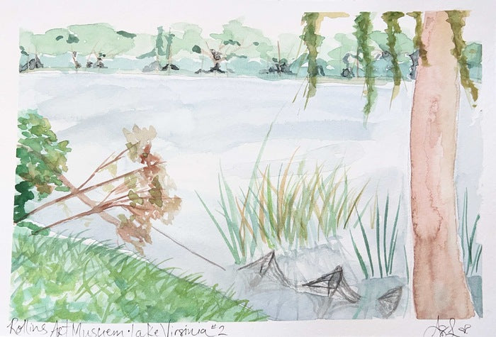 Crabbing Lake Virginia, 2023, watercolor, 7 x 9 in. / 17.78 x 22.86 cm.