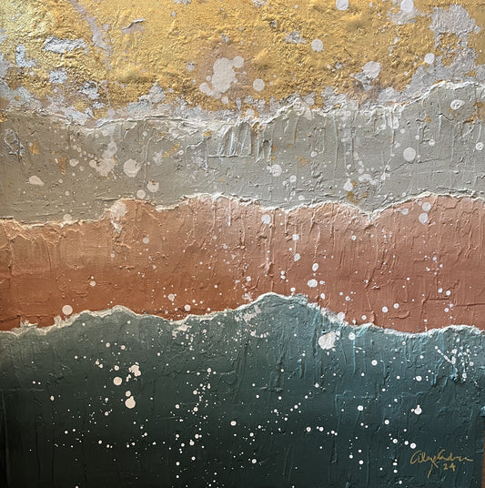 Incandescent, 2024, acrylic and mixed media, 20 x 20 in. / 50.8 x 50.8 cm.