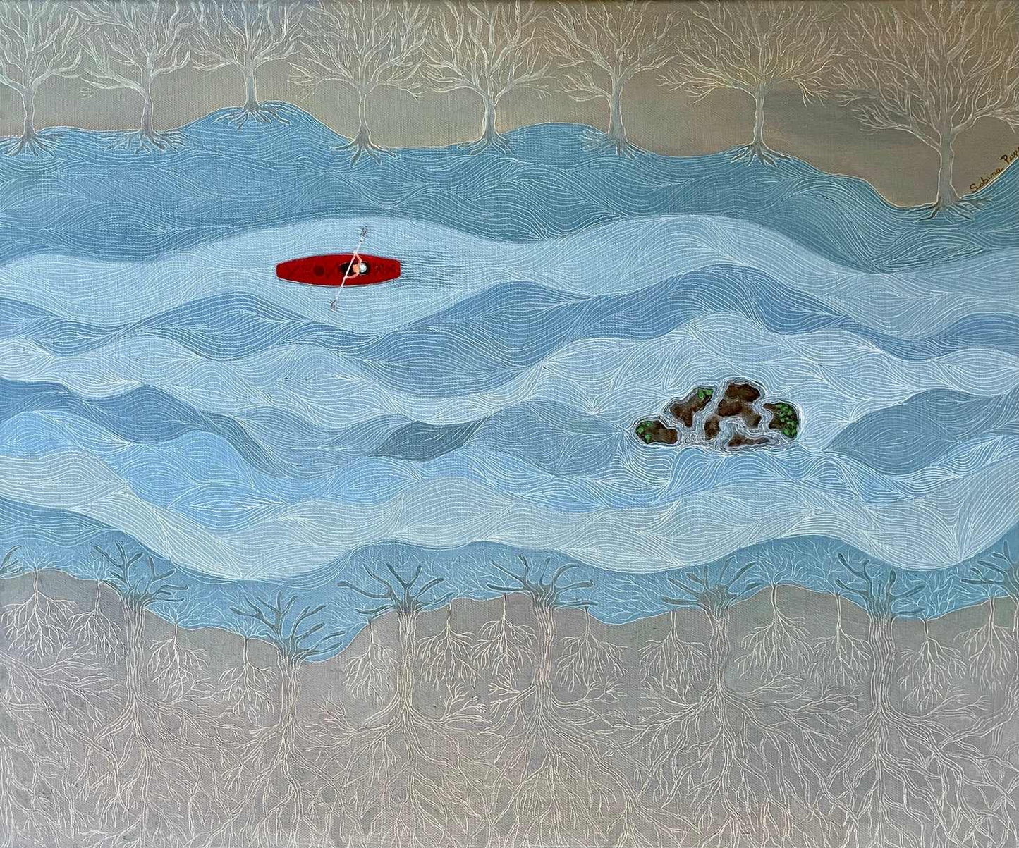 Perilous Passage, 2023, oil on stretched canvas, 20 x 24 in. / 50.8 x 60.96 cm.