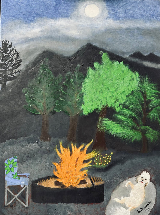 Night in the San Bernardino Mountains, 2025, oil, 18 x 24 in. / 45.72 x 60.96 cm.