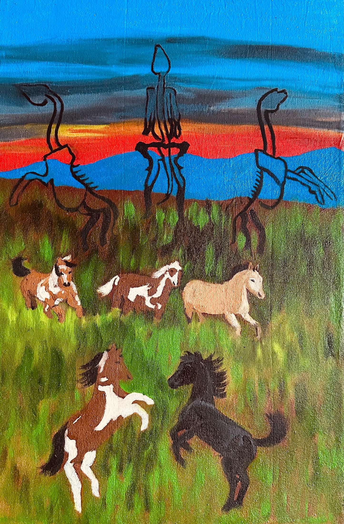 Spirit of the Wild Horses, 2025, oil on canvas, 36 x 48 in. / 91.44 x 121.92 cm.