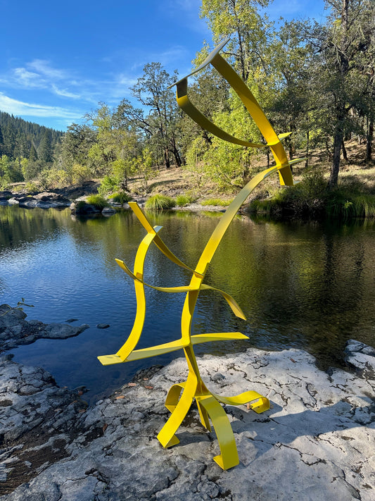 Frequency, 2025, forged metal sculpture, 54 x 30 x 86 in. / 137.16 x 76.2 x 218.44 cm.
