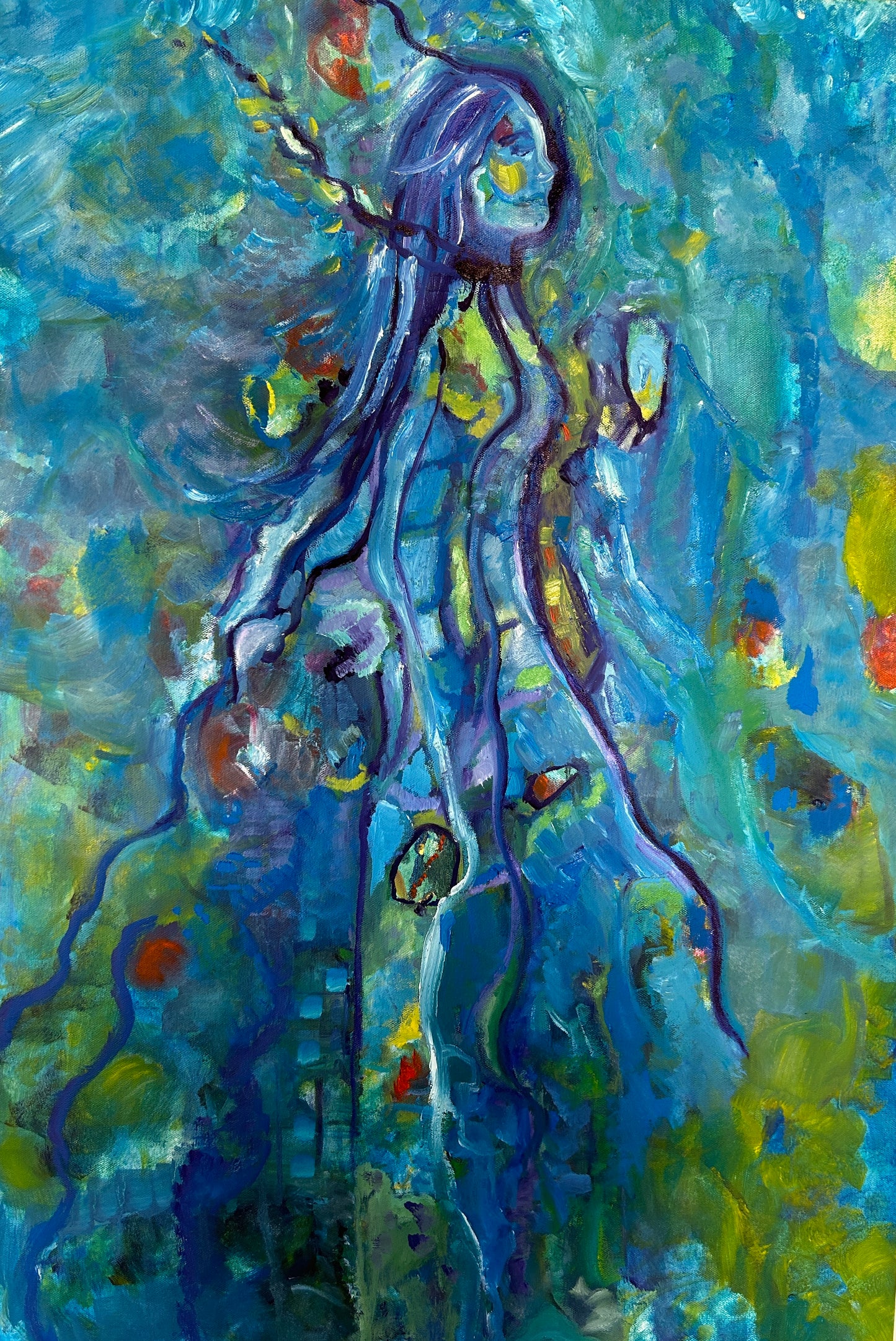 Woman No.5, 2024, oil pastel on canvas, 36 x 24 in. / 91.44 x 60.96 cm.