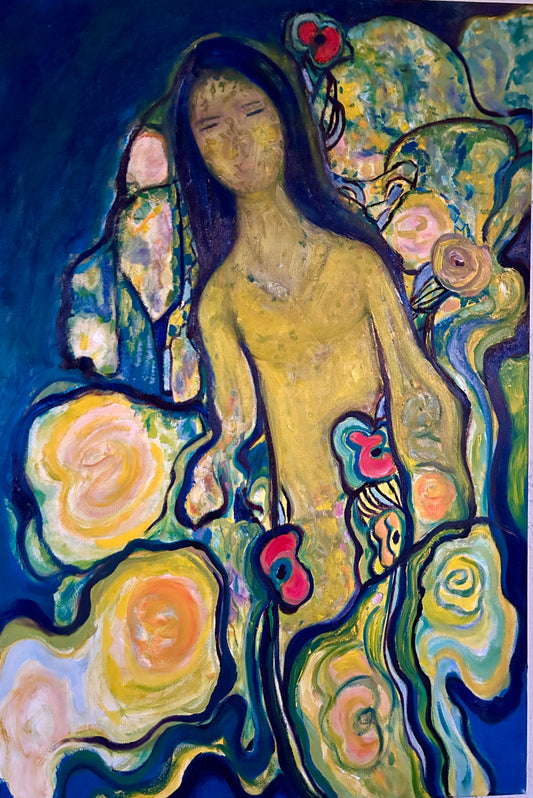 Woman No.4, 2024, oil pastel on canvas, 36 x 24 in. / 91.44 x 60.96 cm.