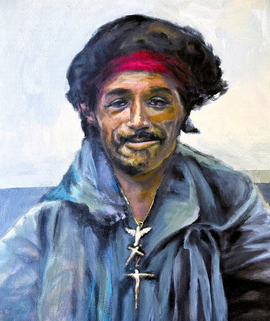 Sam at Sam's Club Palm Desert, California, 2025, acrylic on canvas, 18 x 24 in. / 45.72 x 60.96 cm.