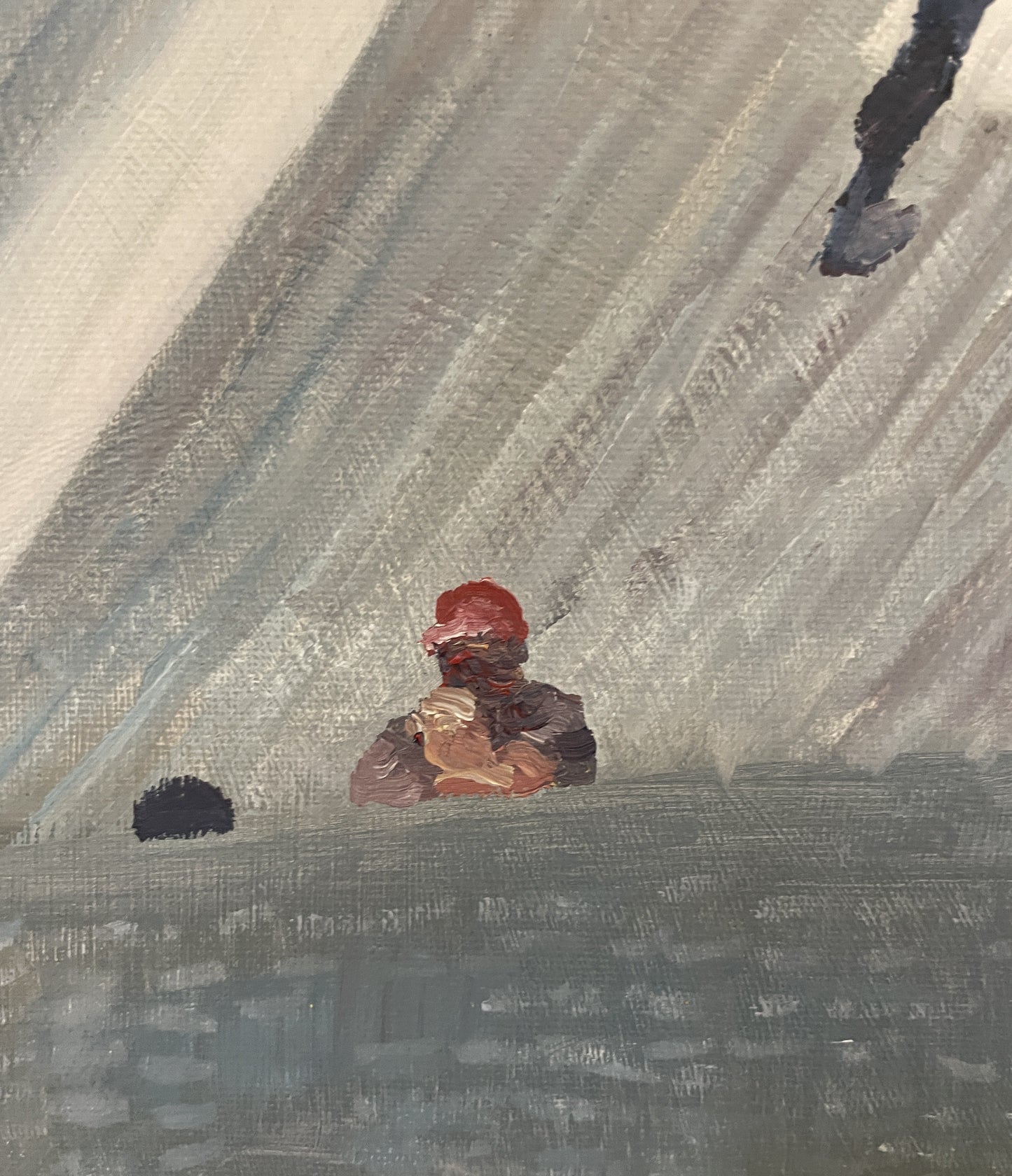 Roofers, 2023, oil on canvas, 16 x 20 in. / 40.64 x 50.8 cm.