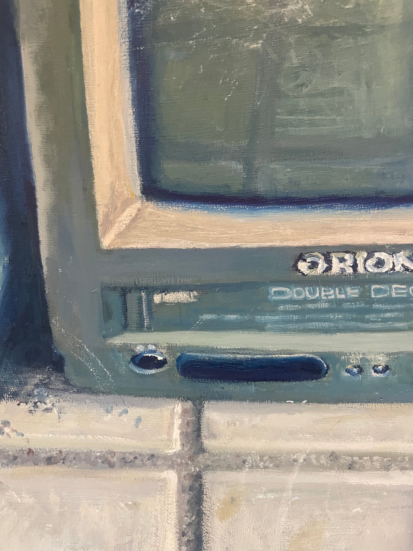 Skull on TV, 2023, oil on canvas, 24 x 18 in. / 60.96 x 45.72 cm.