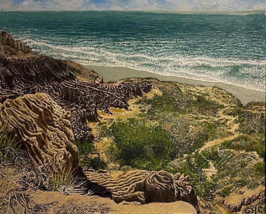 Bay Point Formation at Torrey Pines, 2022, oil on glass in frame, 22 x 30 in. / 55.88 x 76.2 cm.