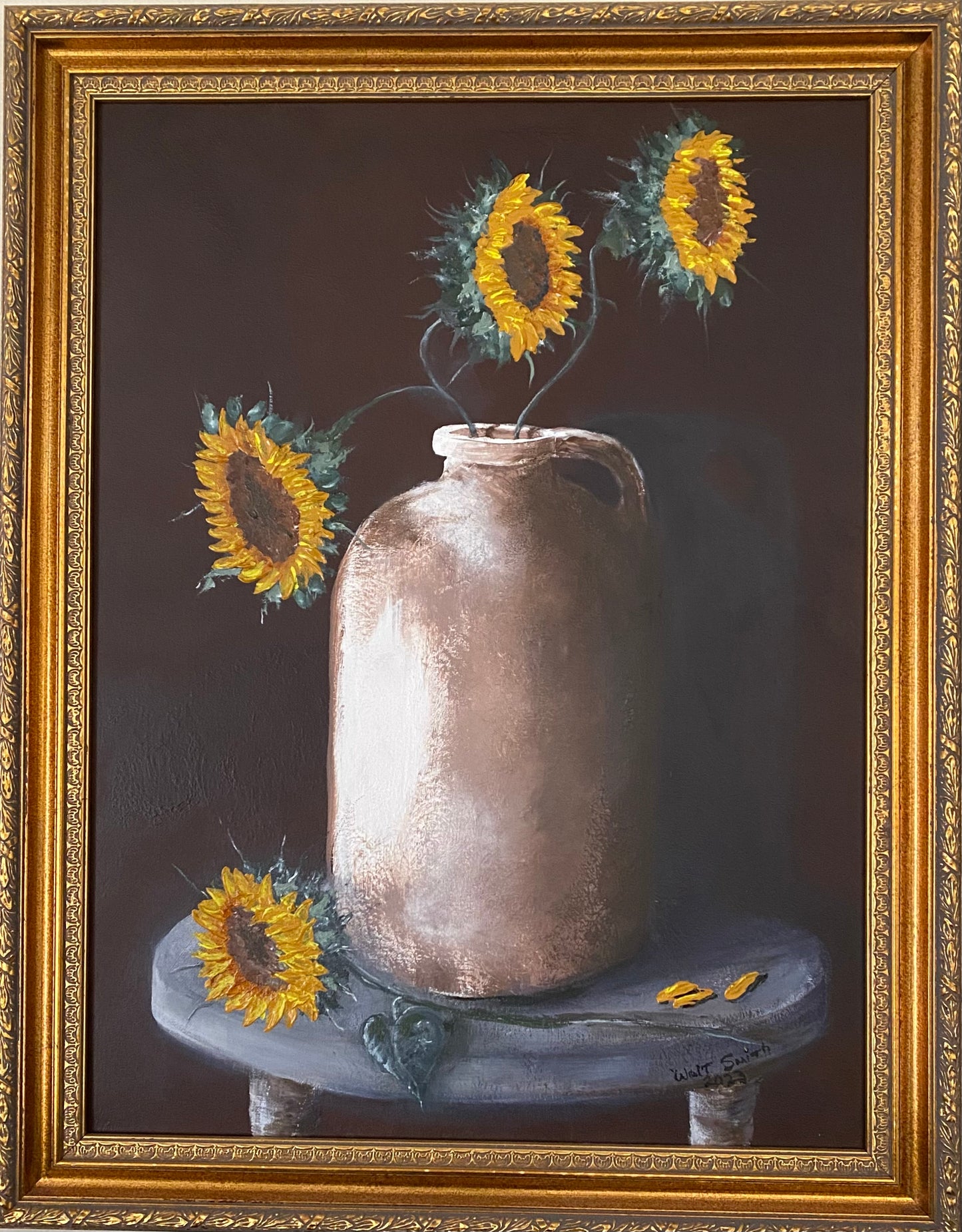 4 Sunflowers, 2023, acrylic on canvas, 18 x 24 in. / 45.72 x 60.96 cm.