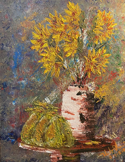 Sunflowers, 2025, acrylic, 16 x 20 in. / 40.64 x 50.8 cm.