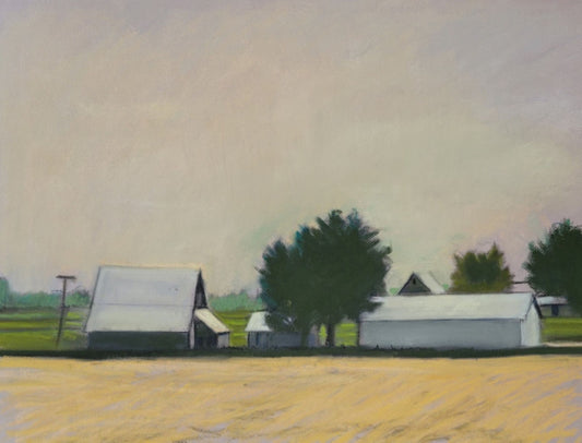 Iowa Farm, 2026, chalk pastel, 19 x 25 in. / 48.26 x 63.5 cm.