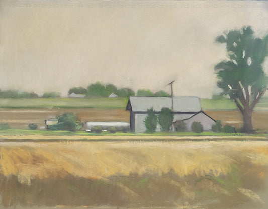 Iowa Farm, 2026, chalk pastel, 19 x 25 in. / 48.26 x 63.5 cm.