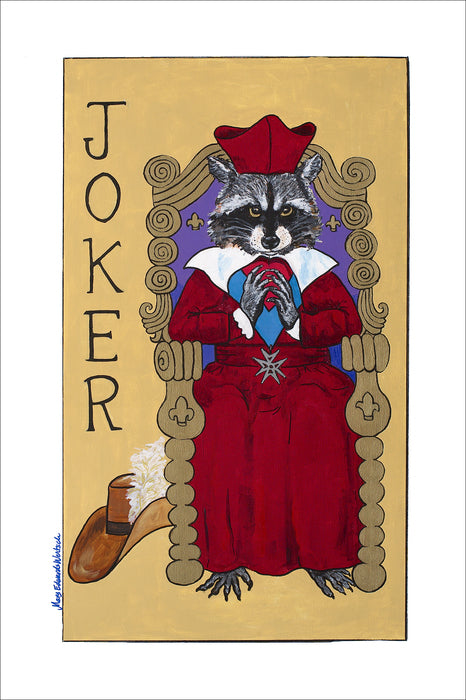 JOKER, CARDINAL RICHELIEU RACCOON, 2019, acrylic on canvas, 36 x 24 in. / 91.44 x 60.96 cm.