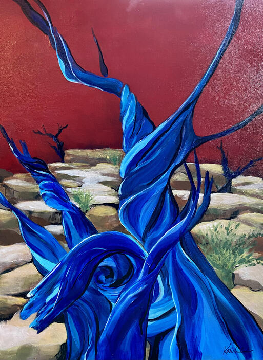 Juniper Tree, 2022, acrylic on canvas, 24 x 18 in. / 60.96 x 45.72 cm.