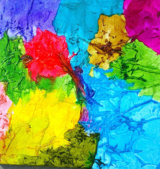 TEA ROSE AT THE POND, 2026, alcohol ink on canvas, 12 x 12 in. / 30.48 x 30.48 cm.