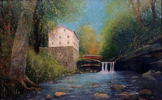 Lanterman's Mill, 2022, watercolor on paper, 28 x 40 in. / 71.12 x 101.6 cm.