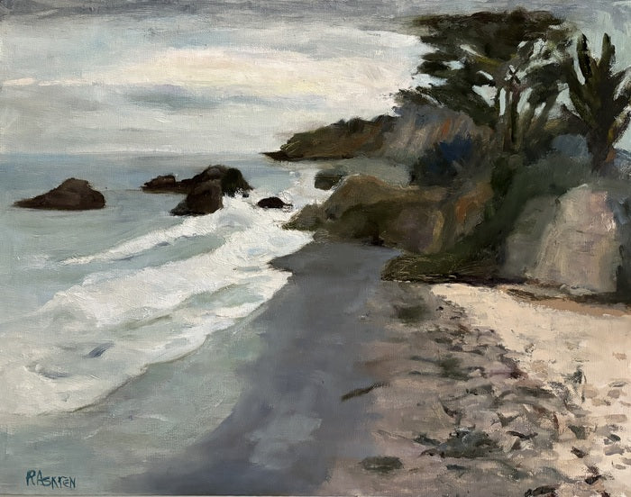 Lechuza Beach Dusk, 2024, oil on linen panel, 11 x 14 in. / 27.94 x 35.56 cm.