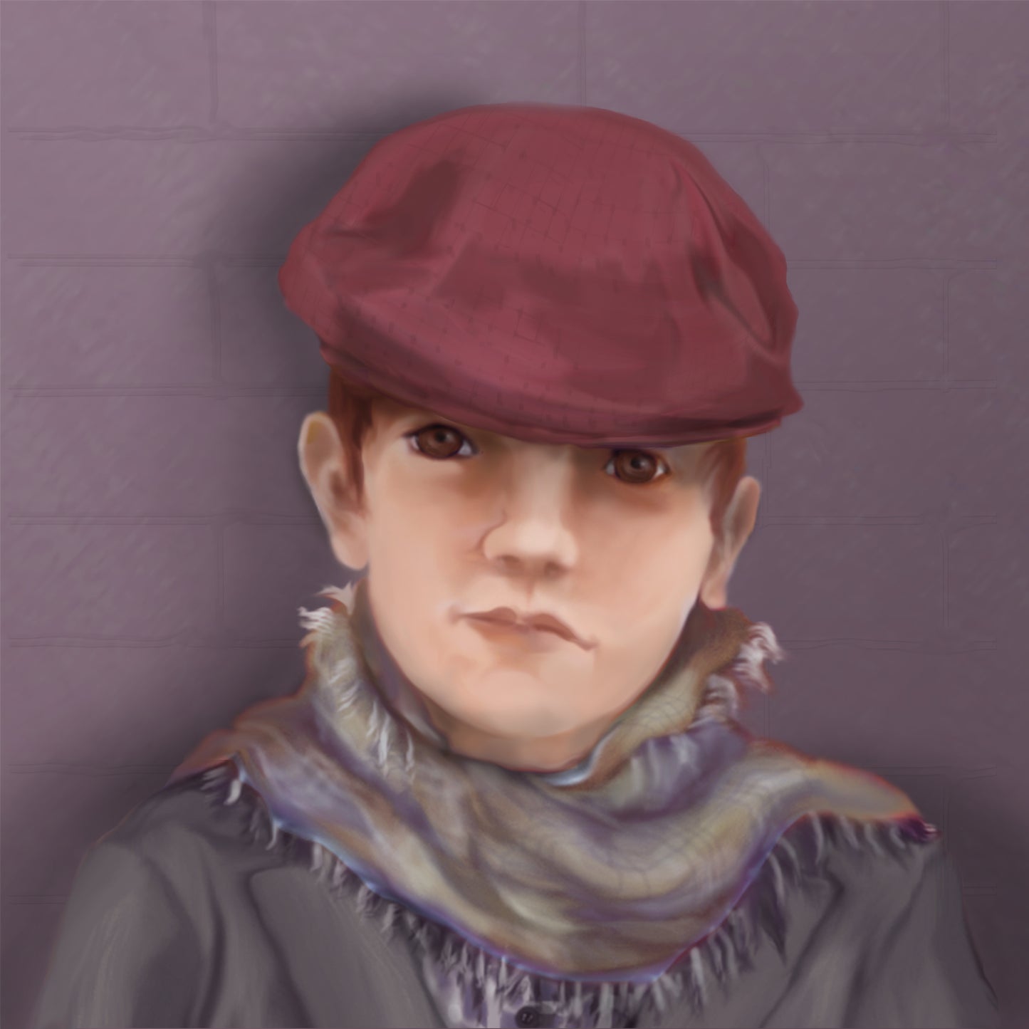 Luca in Dress Up, 2024, graphic watercolor, 12 x 12 in. / 30.48 x 30.48 cm.