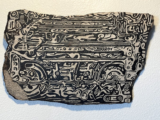 Machina ex Diabolus, 2019, petroglyph, 11 x 17 in. / 27.94 x 43.18 cm.