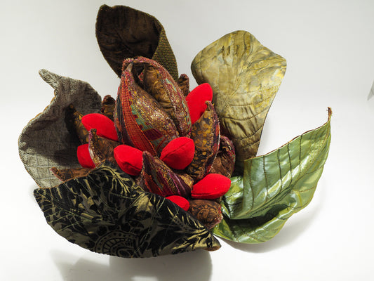 Magnolia Grandiflora VIII: Fitzgerald the Seed, 2021, textile, 9 x 12 x 12 in. / 22.86 x 30.48 x 30.48 cm.