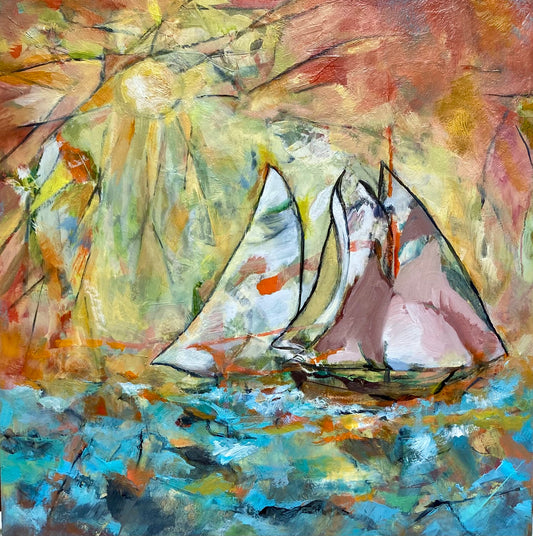 Making Headway, 2024, oil on a cradle board, 10 x 10 in. / 25.4 x 25.4 cm.