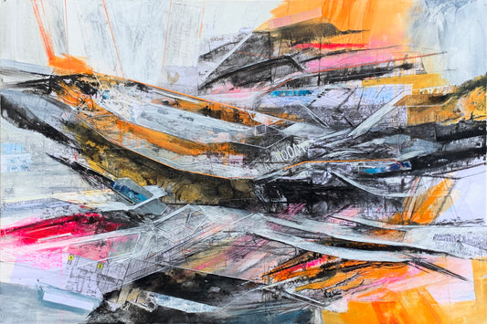 Maximum Flux, 2024, mixed media, 24 x 36 in. / 60.96 x 91.44 cm.