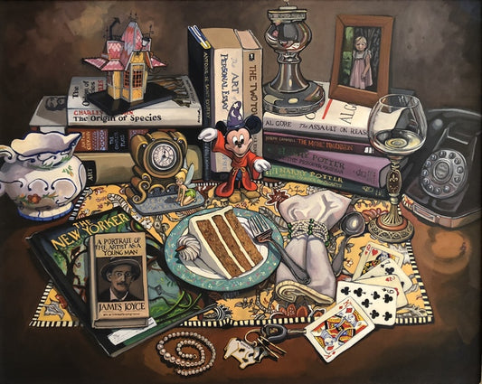 Mickey Mouse, Fantasia, Carrot Cake, SL17, 2018, oil on canvas, 24 x 30 in. / 60.96 x 76.2 cm.