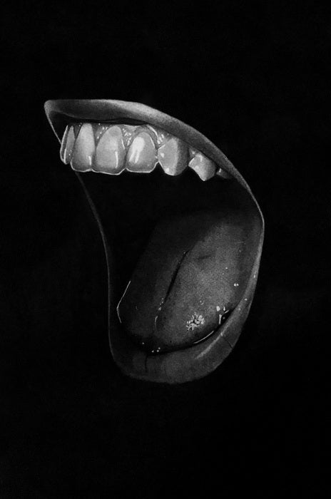 Mouth 1, 2020, charcoal on paper, 29 x 22 in. / 73.66 x 55.88 cm.