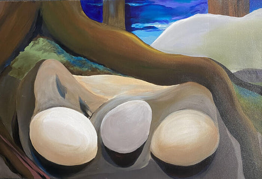 Nesting, 2021, acrylic on canvas, 24 x 36 in. / 60.96 x 91.44 cm.