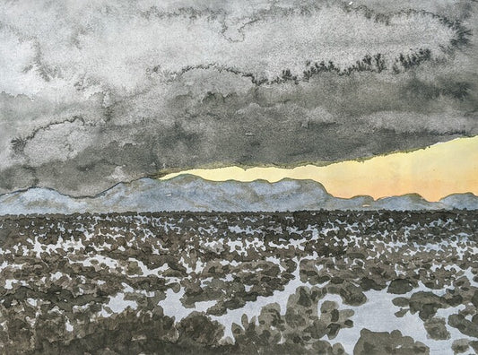 Nightfall Near T or C, 2020, watercolor, 9 x 12 in. / 22.86 x 30.48 cm.