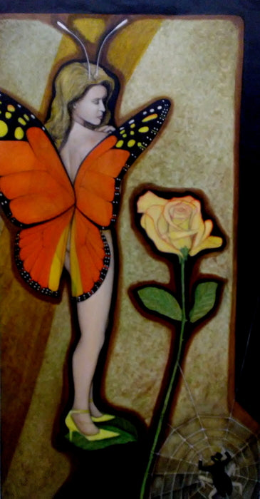 Orange Butterfly Girl, 2009, oil on canvas, 48 x 24 in. / 121.92 x 60.96 cm.