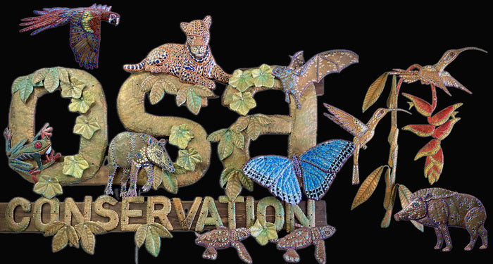 Osa Conservation Rainforest Ecosystem Mural, 2024, recycled copper & brass, 70 x 130 x 5 cm. / 27.5 x 51.18 x 1.96 in.